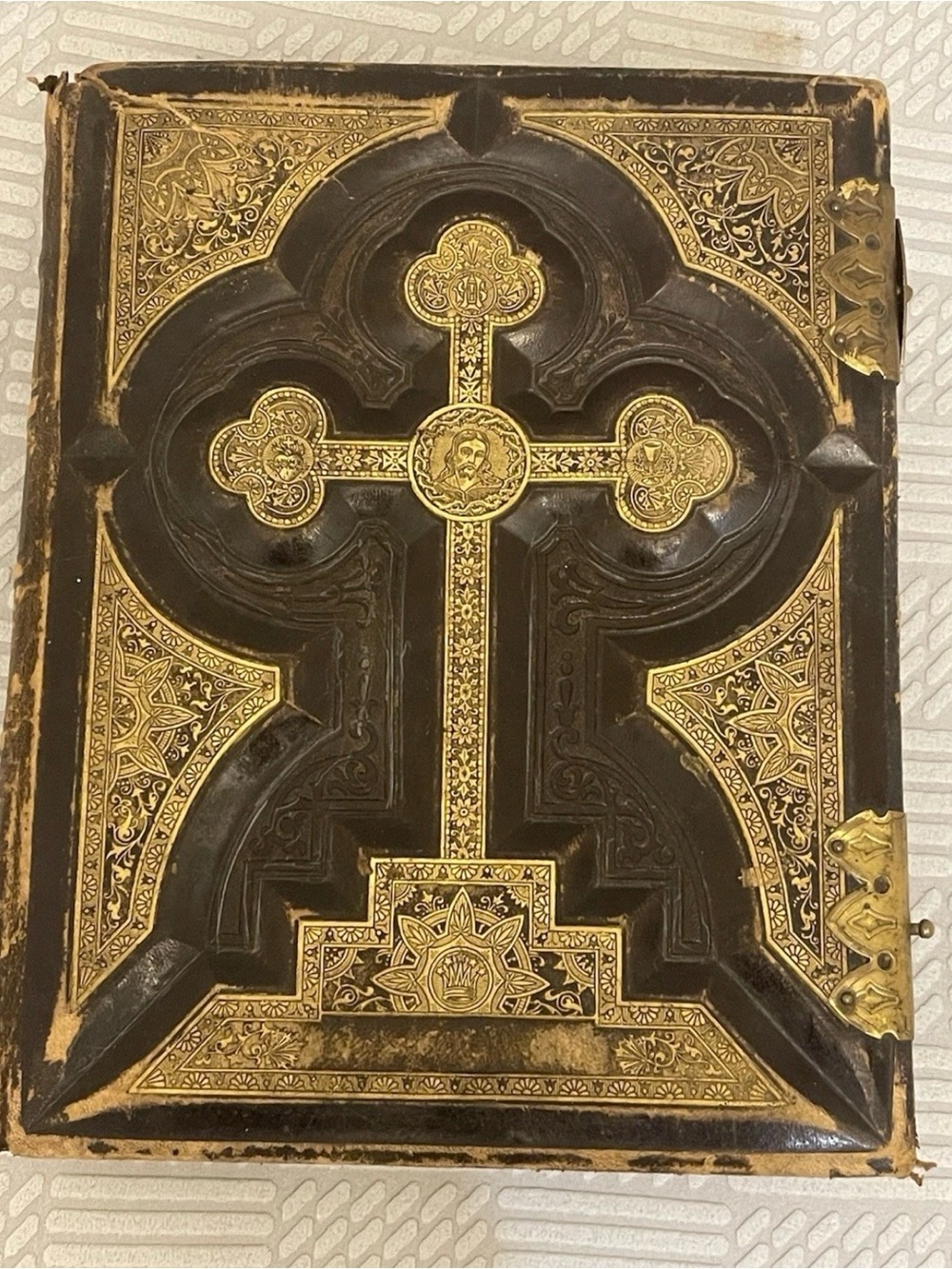 VERY RARE Antique 1878 Catholic Family Bible Leather Bound Latin Edition